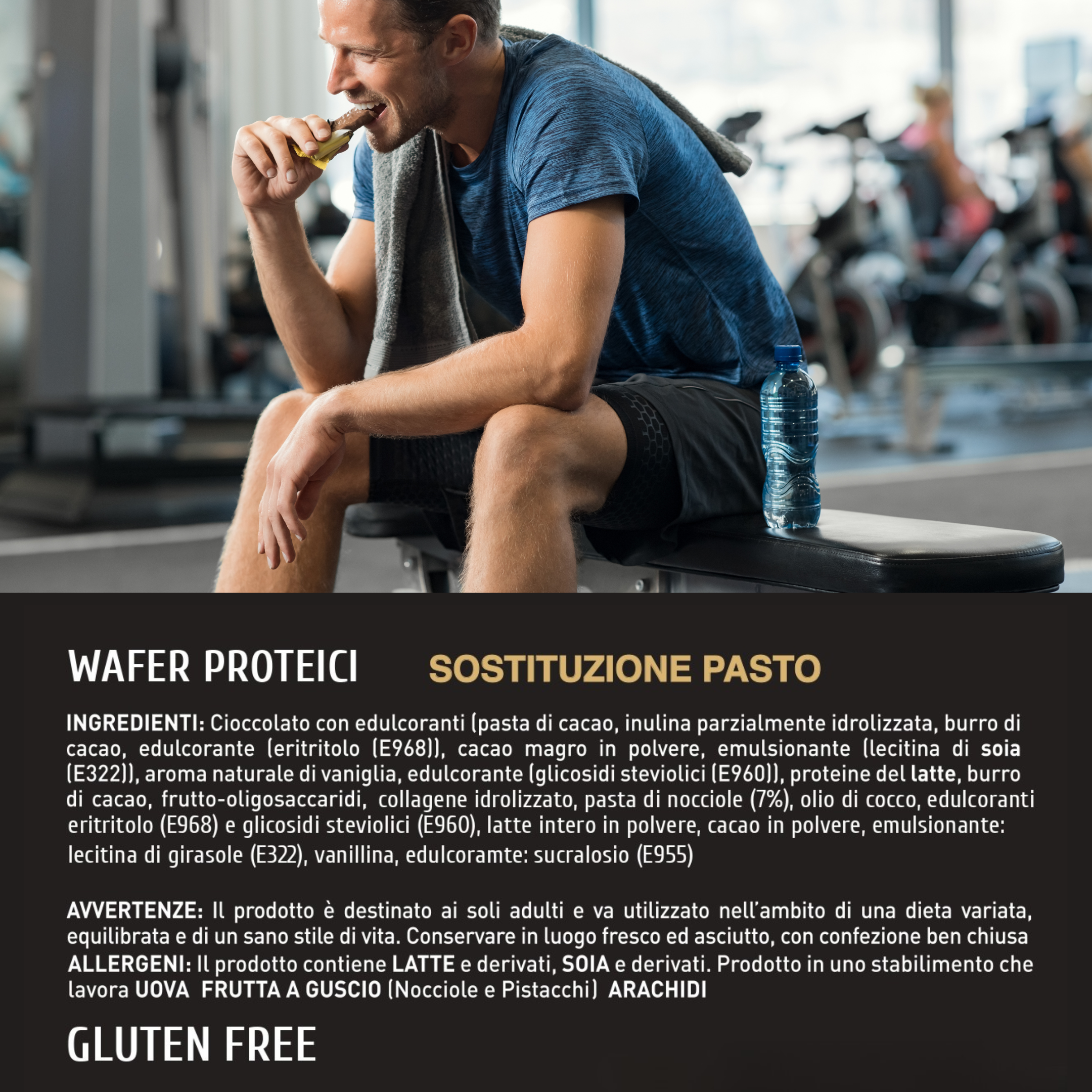 Mond 14 Wafer Proteici Caramello Salato da 40 gr - Wafer Sostituto Pasto - Low Carb - Senza Glutine - Made In Italy - Qualità Top