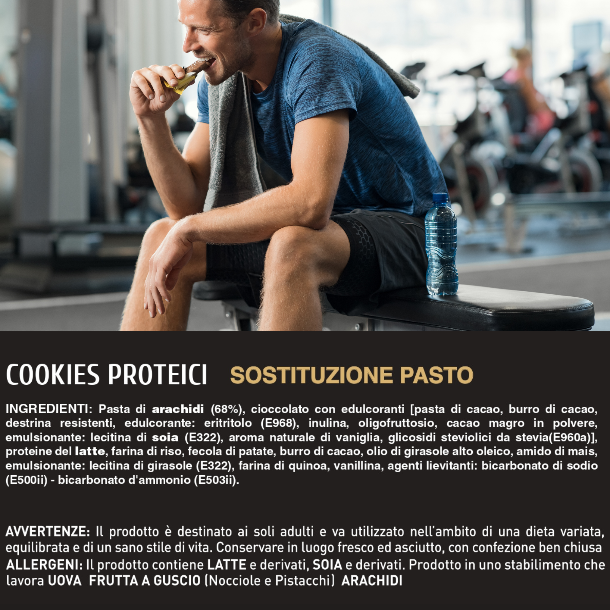 Mond 20 Cookie Proteici Arachidi e Cioccolato da 25 gr - Cookie Sostituto Pasto - Low Carb - Senza Glutine - Made In Italy - Qualità Top