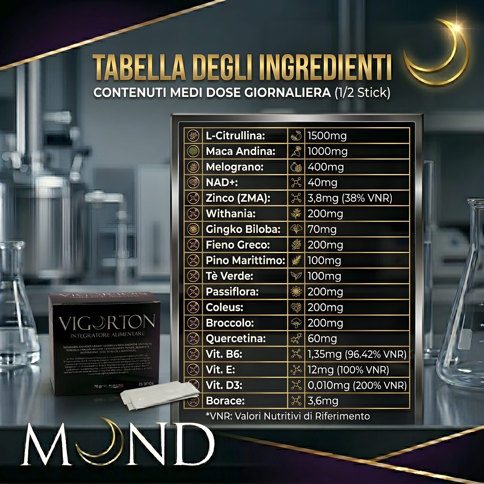 Mond VIGORTON Integratore Tonico ed Energetico Uomo con L-Citrullina, Maca e Zinco 25 Stick