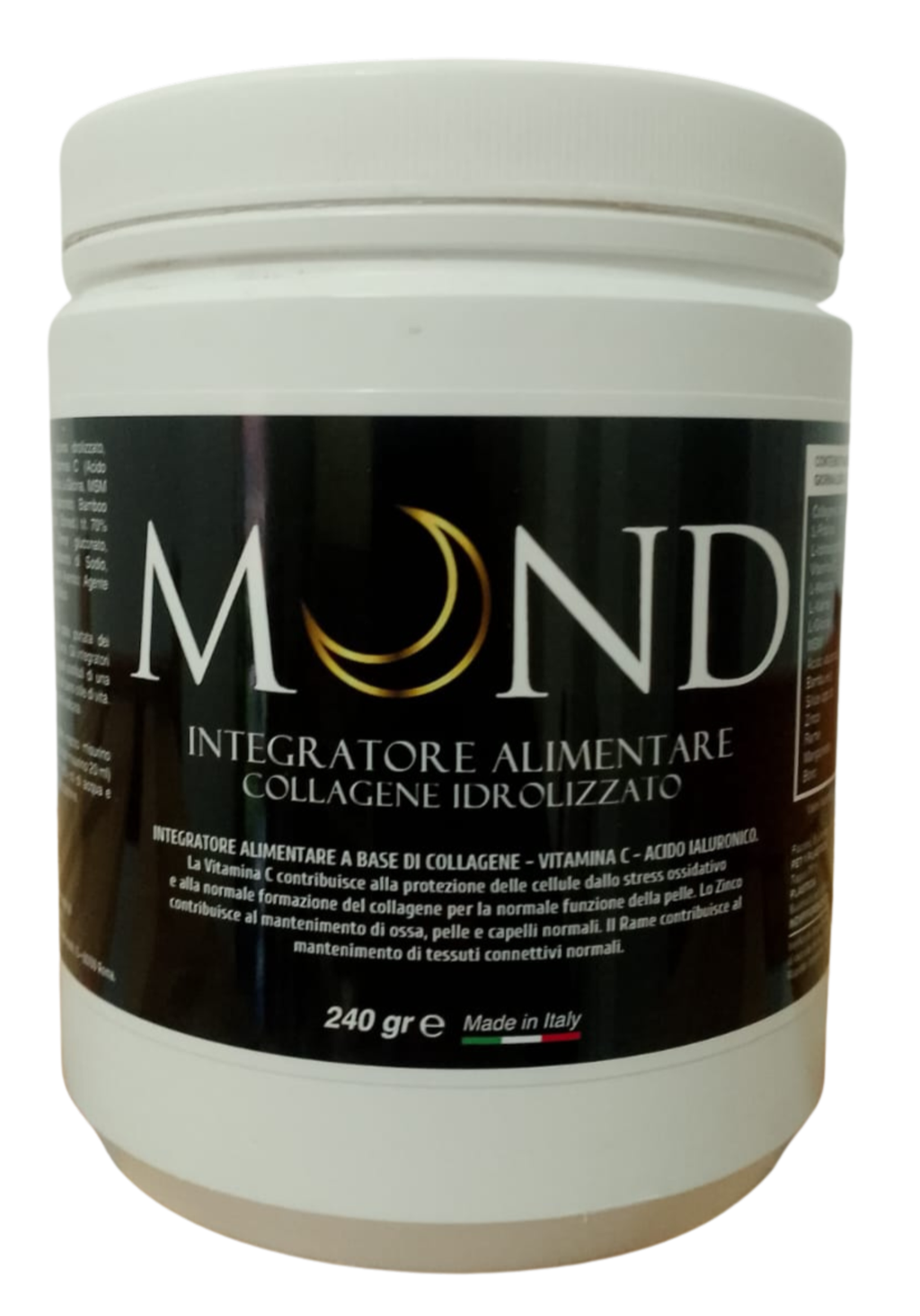 Mond Collagene Idrolizzato Gusto Arancia Sicilia 250 gr - Con Acido Ialuronico e Vitamina C
