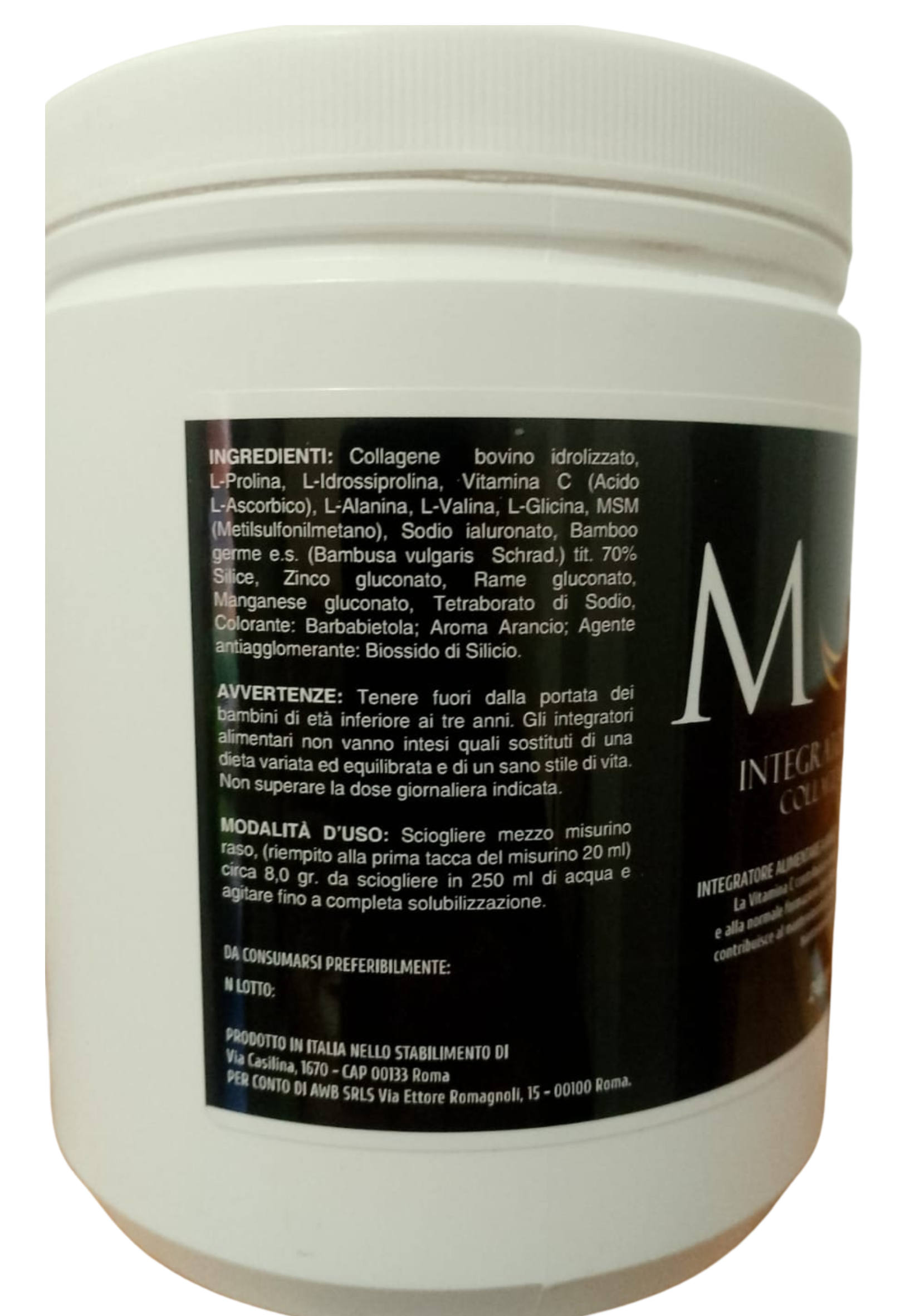 Mond Collagene Idrolizzato Gusto Arancia Sicilia 250 gr - Con Acido Ialuronico e Vitamina C
